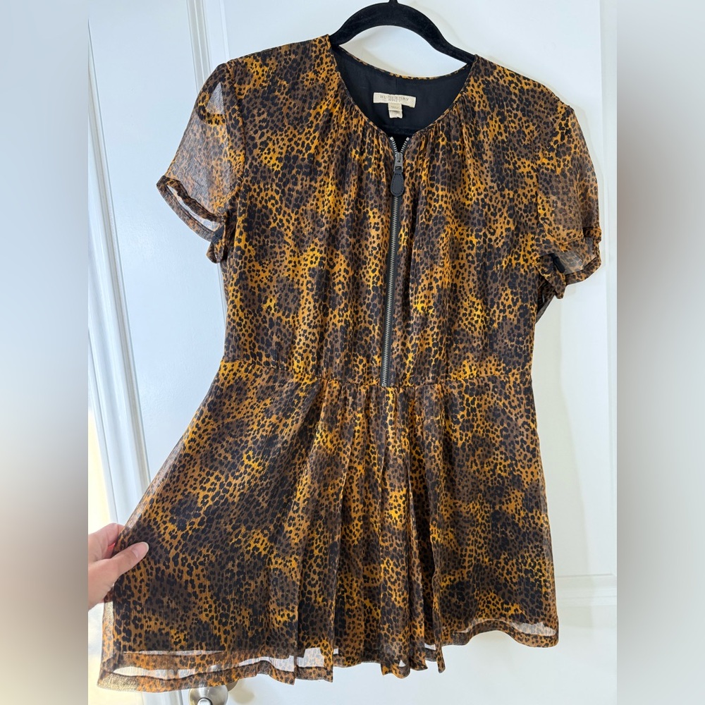 Burberry Brit Silk Cap Sleeve Dark Leopard Print Blouse Sz M - Picture 9 of 12